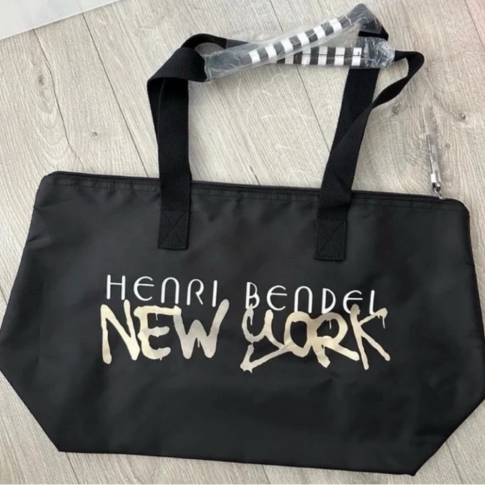Henri Bendel Black Graffiti Canvas Tote